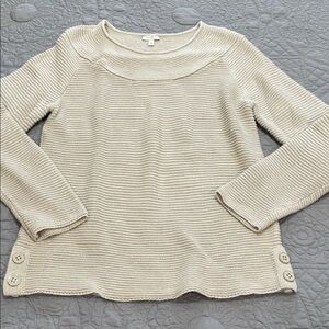 Talbots Cream Tan sparkly Knit Sweater M